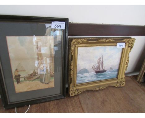  Sale Item:    2 PICTURES SAILING SHIP ANDREW BLACK RSW  & DUTCH SCENE  Vat Status:   No Vat   Buyers Premium:  This lot is s