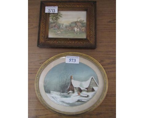  Sale Item:    2 PICTURES GYPSY ENCAMPMENT & SNOW SCENE  Vat Status:   No Vat   Buyers Premium:  This lot is subject to a Buy