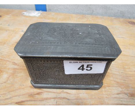  Sale Item:    PLATED TEA CADDY   Vat Status:   No Vat   Buyers Premium:  This lot is subject to a Buyers Premium of 15% + Va