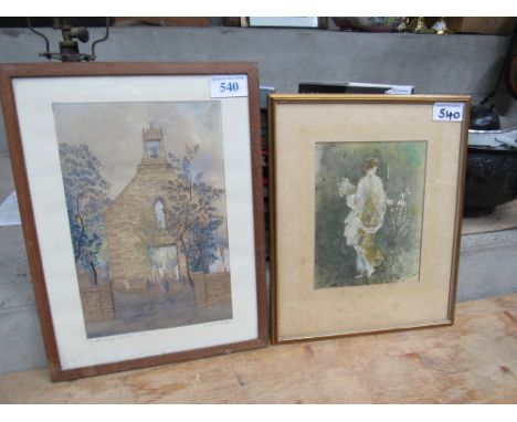  Sale Item:    2 PICTURES FIGURE & OLD BELFRY INSCH MARY KING SIMPSON (AF)  Vat Status:   No Vat   Buyers Premium:  This lot 