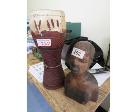  Sale Item:    DRUM & CARVING BUST (AF)   Vat Status:   No Vat   Buyers Premium:  This lot is subject to a Buyers Premium of 