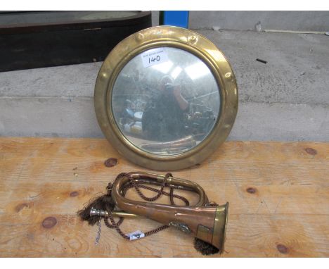  Sale Item:    BRASS MIRROR ALDERSHOT & BUGLE F CAIG LONDON  Vat Status:   No Vat   Buyers Premium:  This lot is subject to a