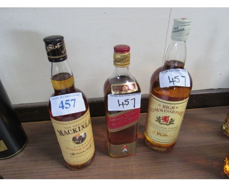  Sale Item:    3 BOTTLES WHISKY JOHNNIE WALKER RED MACKINLAY & HIGH COMMISIONER  Vat Status:   No Vat   Buyers Premium:  This