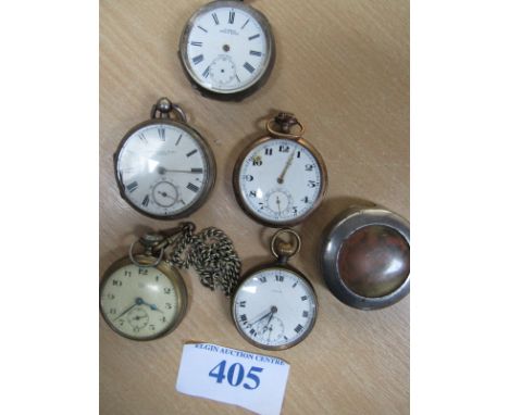  Sale Item:    BAG 6 POCKET WATCHES INCL JOHN HEWIT & SON LONDON (AF)  Vat Status:   No Vat   Buyers Premium:  This lot is su