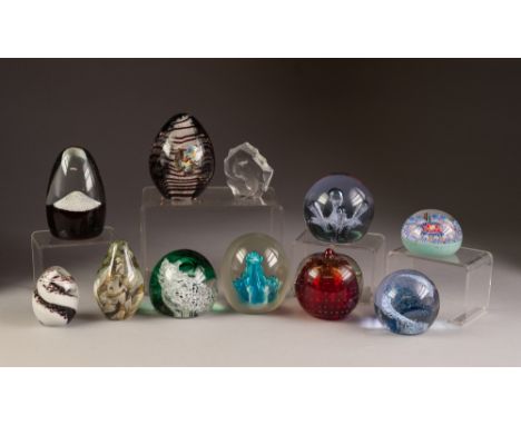 THREE CAITHNESS GLASS PAPERWEIGHTS, including Pastel and Moonflower, together with EIGHT OTHER GLASS PAPERWEIGHTS, including 