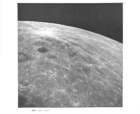 
	
		A group of six vintage gelatin silver prints, featuring various views of lunar surface taken from the Apollo 8 in Decemb