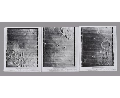 
	
		A set of three large-format vintage NASA gelatin silver prints, high resolution, frame number IV-115 H1, H2 and H3, each