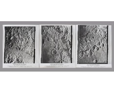 
	
		A set of three large-format vintage NASA gelatin silver prints, high resolution, frame number IV-187 H1, H2 and H3, each