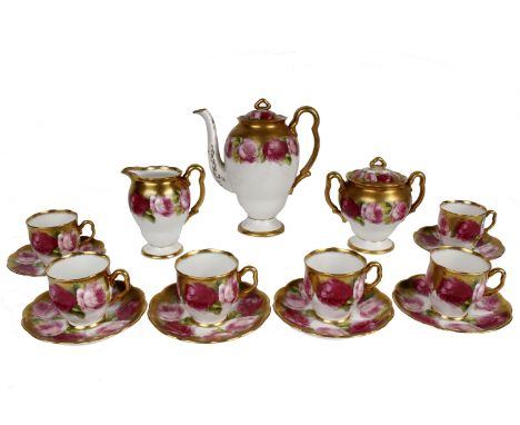 Royal Albert Crown China Cabbage Rose Tea service set c.1934 with gold gilt trim