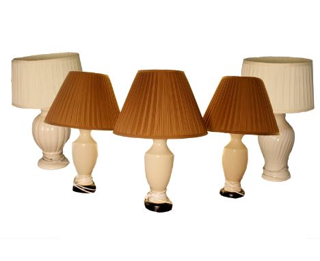 5 modern cream ceramic lamps with  lampshades 