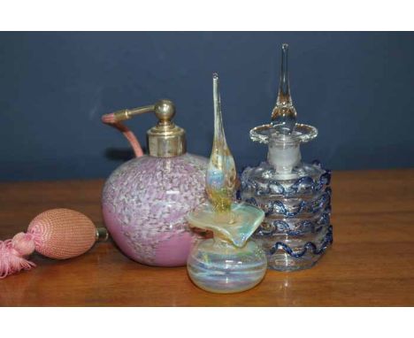 LOT OF PERFUME BOTTLES AND ATOMISERS
including ceramic, cut glass and coloured glass examples