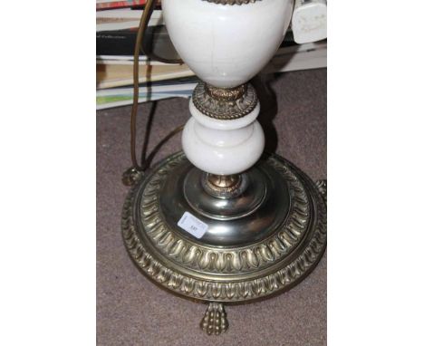 LARGE REPRODUCTION WHITE MARBLE AND GILT TABLE LAMP