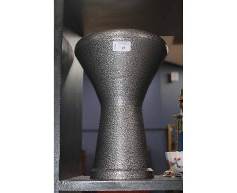 MODERN BONGO DRUM
together with a brass lamp stand, a blown glass oil lamp, etc 