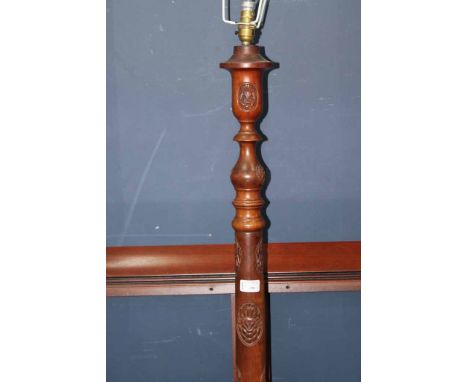 MAHOGANY CARVED STANDARD LAMP