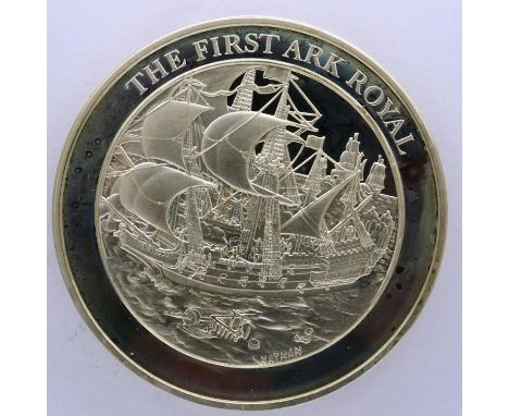 HMS Ark Royal, commemorative round,. P&amp;P Group 0 (£5+VAT for the first lot and £1+VAT for subsequent lots) 