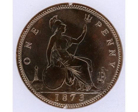 1873 copper penny of Queen Victoria. P&amp;P Group 0 (£5+VAT for the first lot and £1+VAT for subsequent lots) 
