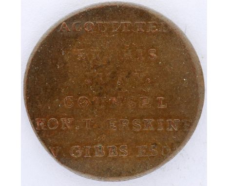 1794 High Treason charge token. P&amp;P Group 0 (£5+VAT for the first lot and £1+VAT for subsequent lots) 