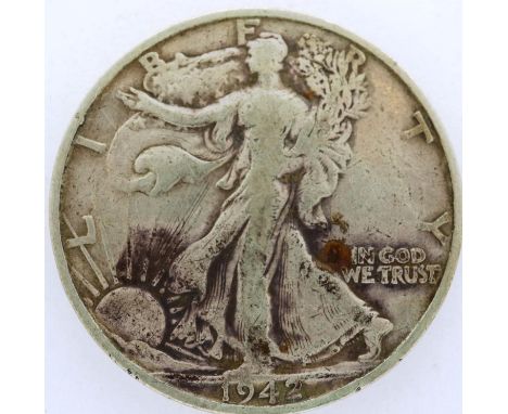 1942 American silver half dollar. P&amp;P Group 0 (£5+VAT for the first lot and £1+VAT for subsequent lots) 