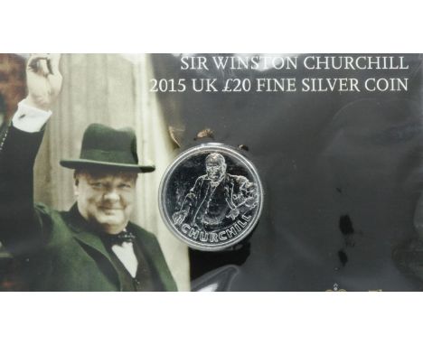 2015 £20 silver bullion round, Sir Winston Churchill, unopened. P&amp;P Group 1 (£14+VAT for the first lot and £1+VAT for sub