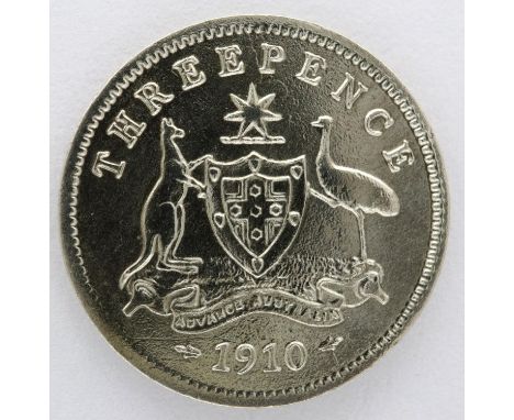 1910 silver threepence of Edward VII, Australian issue. P&amp;P Group 0 (£5+VAT for the first lot and £1+VAT for subsequent l