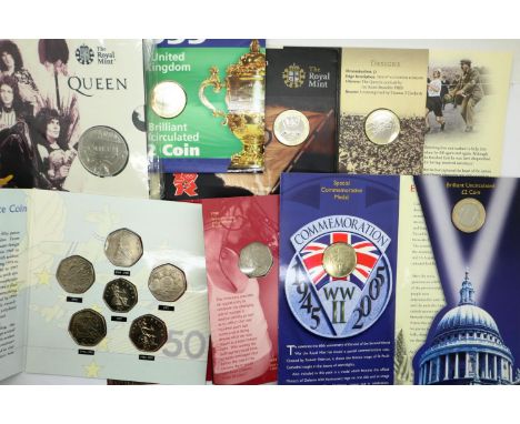 Uncirculated coins, including a Queen edition crown, Olympic £2 coin, 50p coin set etc., (7). P&amp;P Group 1 (£14+VAT for th