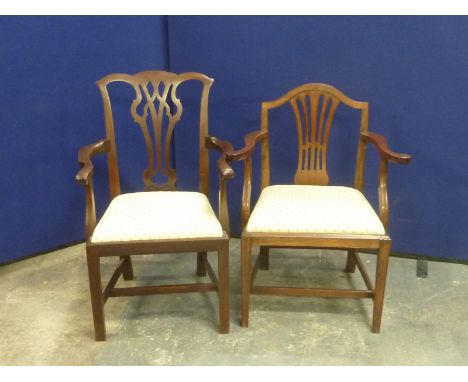 Mahogany elbow chair in the Chippendale style; and another in the Hepplewhite style. (2)