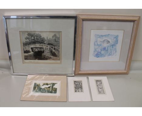 Shipton Weir Lock, a coloured engraving by T. Olive, signed, inscribed with title, numbered 5/10 and dated (19)77, 20cm x 24c