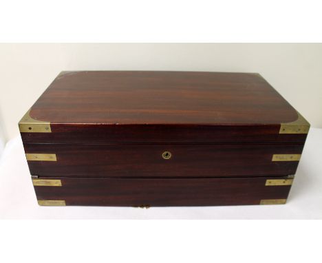 Early 19th century mahogany writing box / table desk with brass banding and handles by D. Edwards "Manufacturer of Writing an