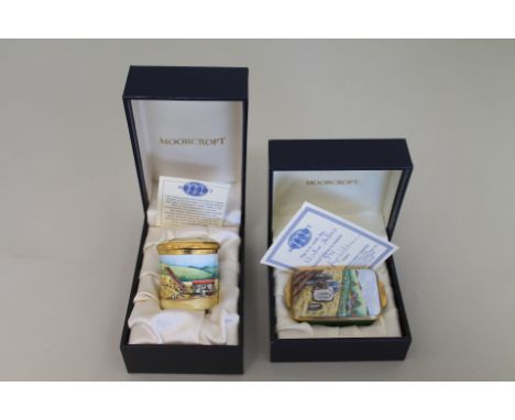 Moorcroft enamel "Winter Fallow" pattern, rectangular trinket box, signed by Anji Davenport, dated 08/11/00, limited edition 