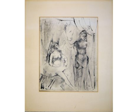 Hanna Nagel, Zwei Zirkus-Mädchen, TuschezeichnungHanna Nagel, 1907 -  Heidelberg - 1975, deutsche Künstlerin, hier: Eine Kuns