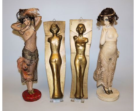 Maurice Millière u.a., zwei kokette Boudoir-Figürchen und eine Gießform für Mannequinfigur, Frankreich 1920-40er JahreMaurice