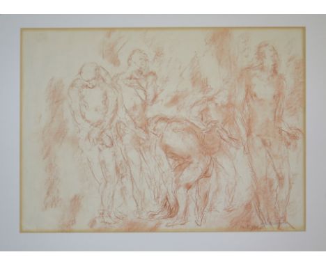 Manfred Henninger, Akte/Figuren, 3 signierte RötelzeichnungenManfred Henninger, 1894 Backnang - 1986 Stuttgart, Aktstudie, Fi