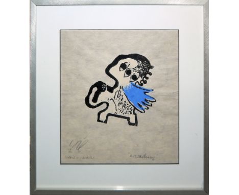 Wolf Hildebrandt, (HIL), Abstrakte Figuren, Bleistiftzeichnung, Holzschnitt und Collage, 2 x gerahmtHIL/Wolf Hildebrandt, 190