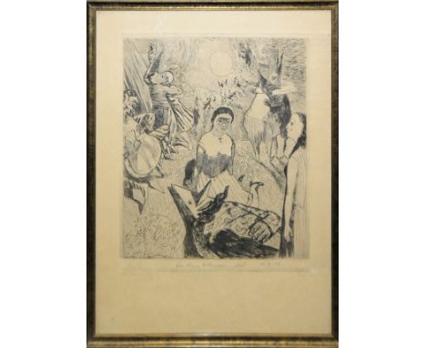 Fritz Pauli, "Vor Sonnenaufgang", sign. Radierung von 1939, gerahmtFritz Eduard Pauli, 1891 Bern - 1968 Cavigliano TI, Schwei