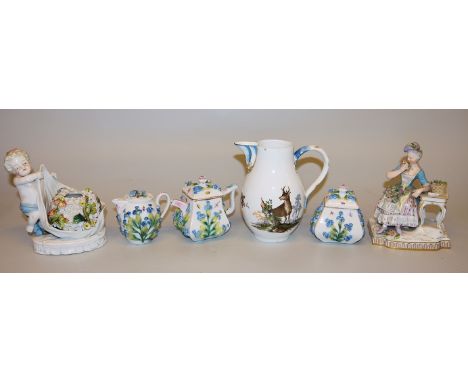 Sechs Teile Porzellan mit kleinen Fehlern, Meißen und Dresden 18. &amp;amp; 19. Jh. Allegorische Figur "Der Geruch" aus der S