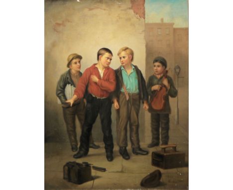 Nora Chaese, "Bully of the block", Ölgemälde von 1883, im wohl originalen GoldstuckrahmenNorta Chaese, amerikanische Künstler