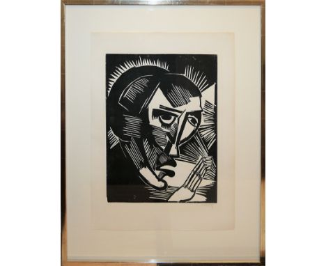 Karl Schmidt-Rottluff, "Maria", großer signierter Holzschnitt von 1918, in eleganter GalerierahmungKarl Schmidt-Rottluff, 188