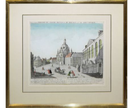 Gottlieb F. Riedel, "Dresden" - 2 kolorierte Guckkastenblätter, Kupferstiche gerahmtGottlieb Friedrich Riedel, 1724 Dresden -