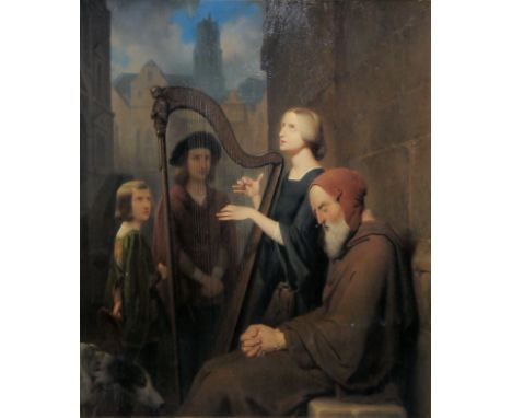 Düsseldorfer Malerschule, Herman von Hanstein zugeschrieben, Die heilige Cäcilia singt das Lob des Herrn, Ölgemälde des 19. J