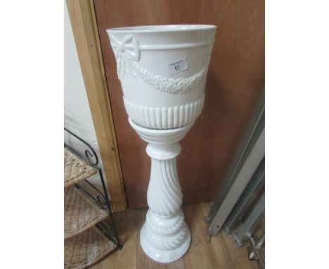 White ceramic plant stand and planter