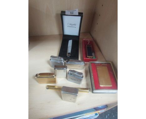 10 calibri lighters to include gold plated one + pen lighter