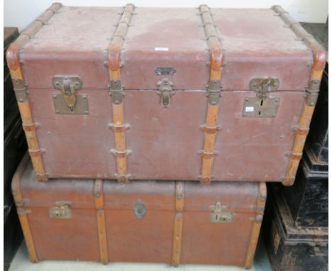 A wood bound trunk by Old England, Paris and another wood bound trunk (2) Provenance: The Late Dr Helen. E. C. Cargill Thomps