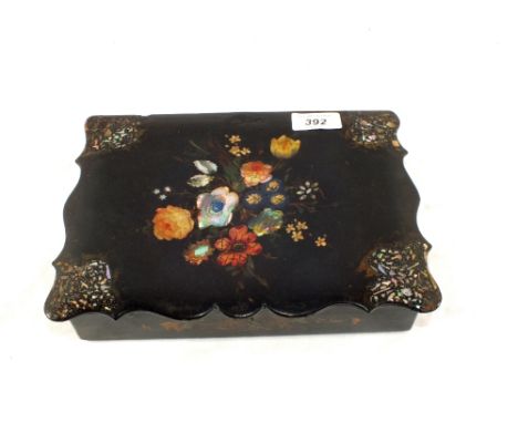 A Victorian papier mache and Mother of Pearl floral lady's writing box