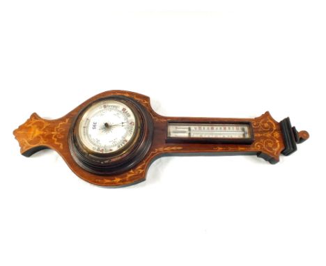 An inlaid Mahogany aneroid barometer