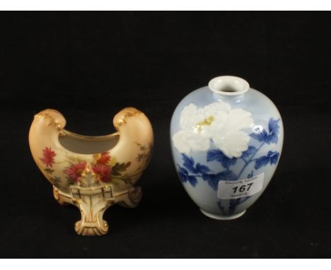 A Royal Worcester Blush Ivory vase and a Japanese floral vase