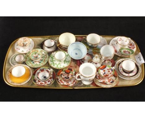 Various miniature 19th Century and other cups and saucers etc