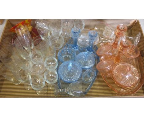 Two glass trinket sets and other glass