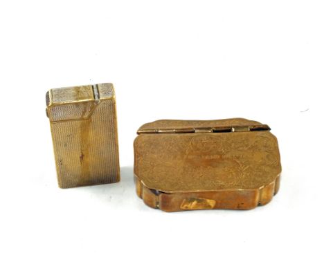 A Brass snuff box and a Dunhill lighter