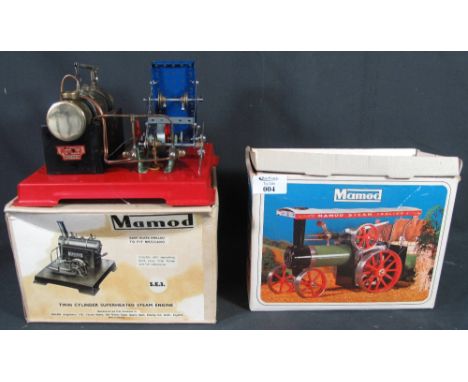 Mamod tinplate steam tractor in original box, together with a Mamod S.E.3 twin cylinder super heated steam engine in original