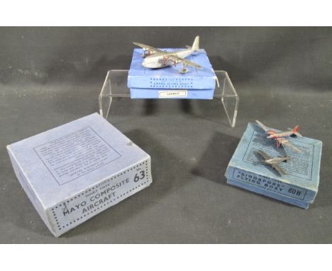 Dinky toys no. 60 Empire flying boat in original box, two miniature Dinky planes and one the King's airplane. Together with t